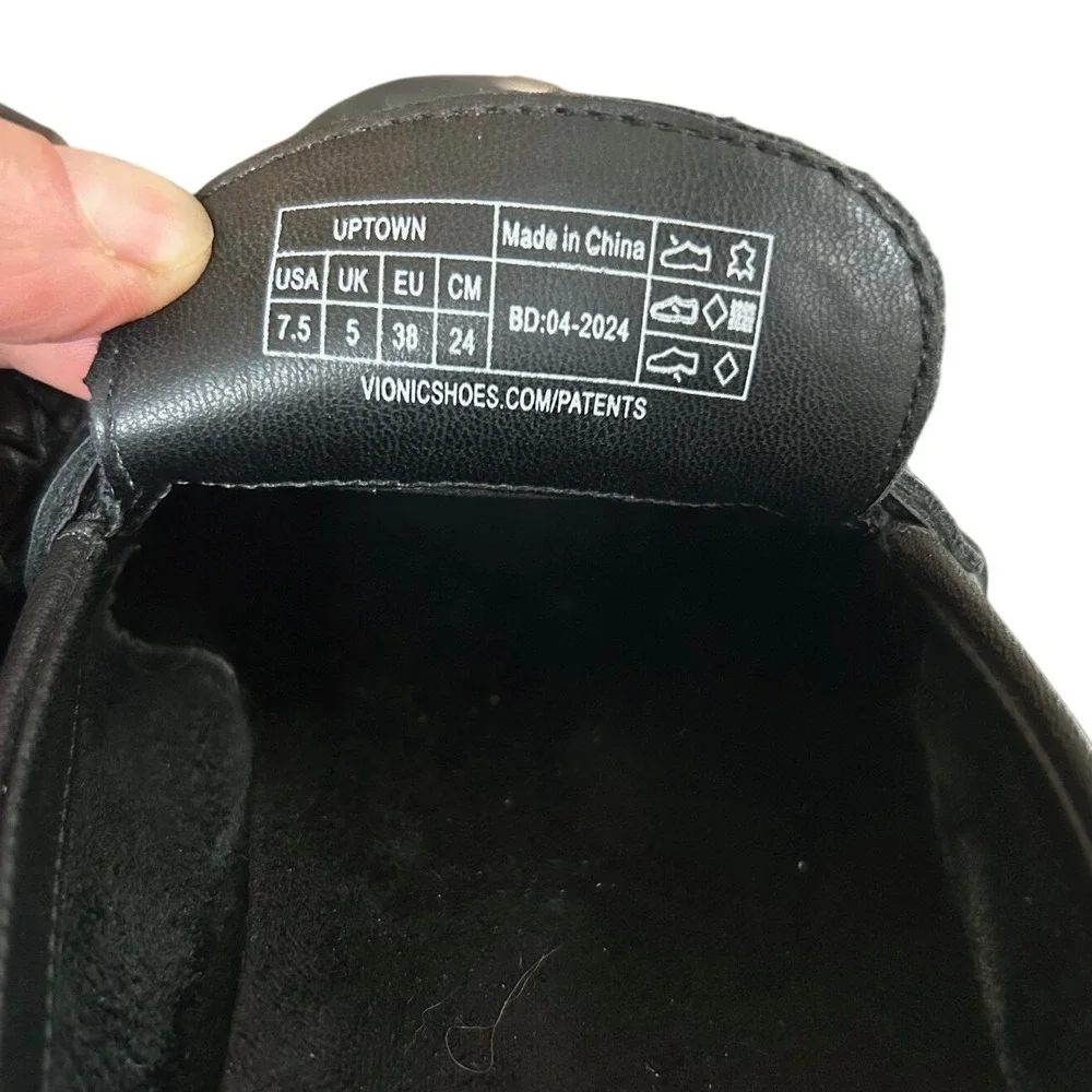 Vionic Uptown Black Leather Platform Penny Loafer Sneakers Womens 7.5 Orthotic